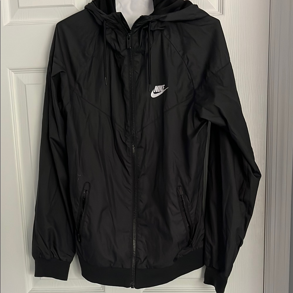 Nike Black Windbreaker Jacket with Swoosh Logo